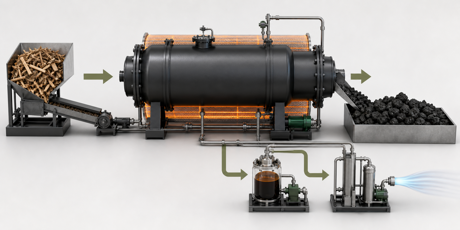 กระบวนการ Pyrolysis สำหรับผลิต Biochar